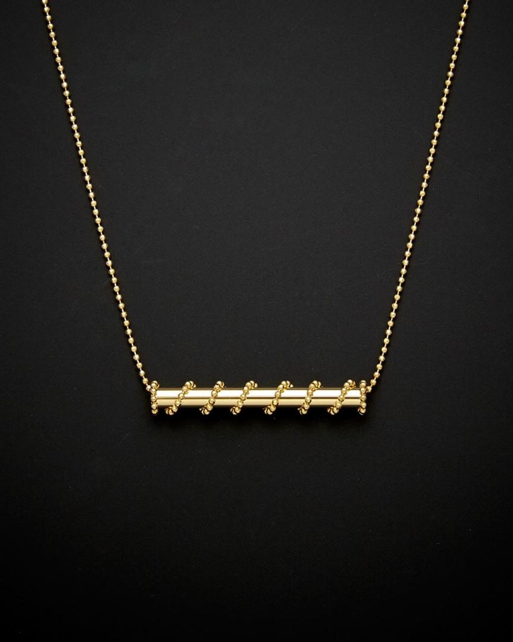 Italian Gold Black 14k Horizontal Tube Necklace