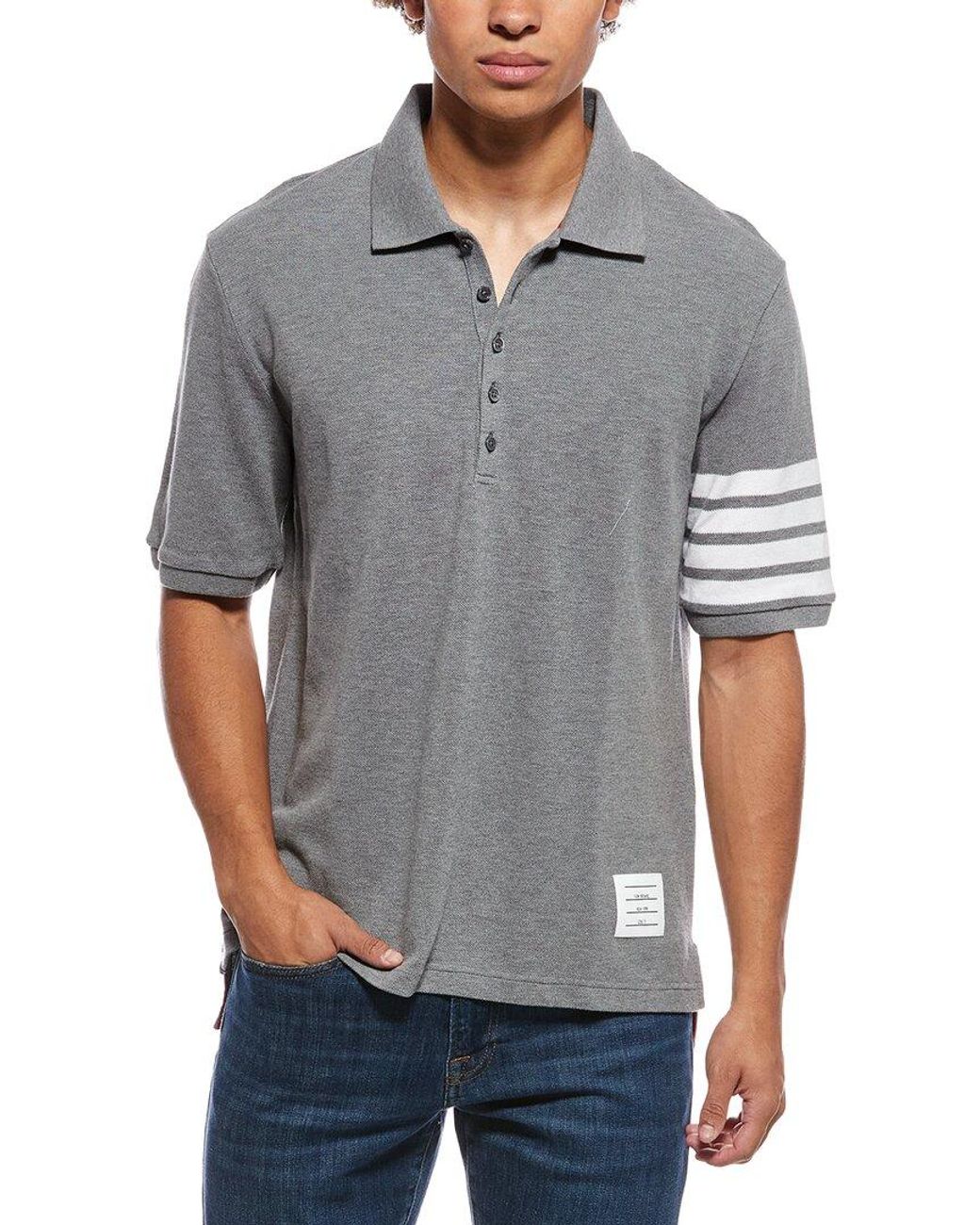 Thom Browne Gray Logo Polo Shirt for men