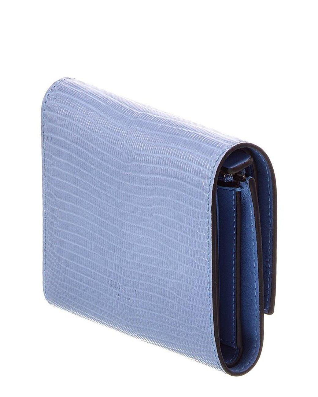 Jimmy Choo Blue Marinda Lizard-Embossed Leather Card Case