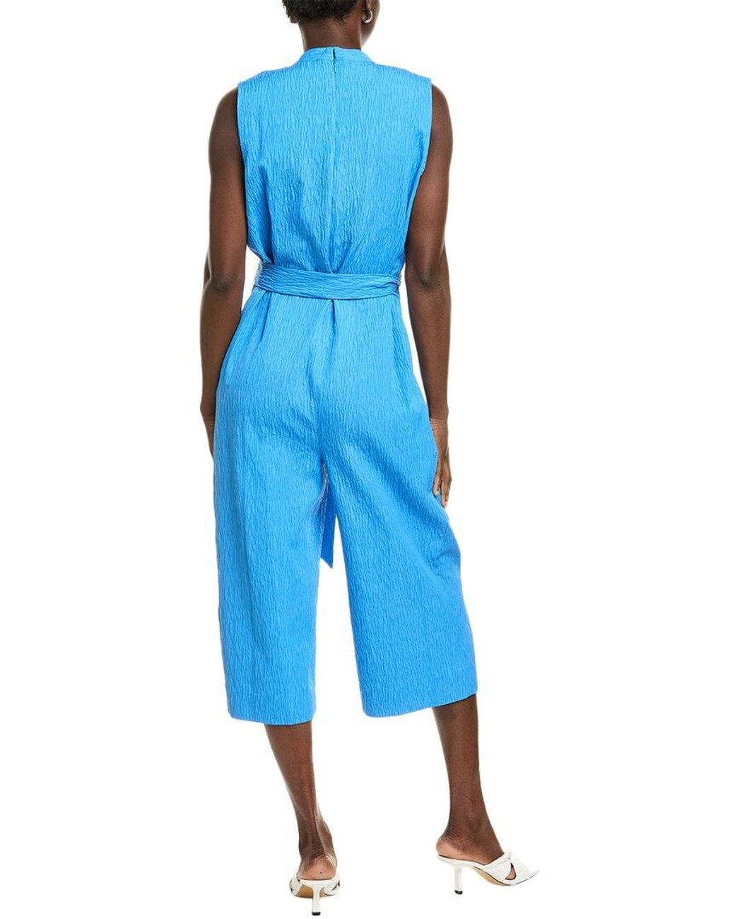 Natori Blue Textured Jacquard Jumpsuit