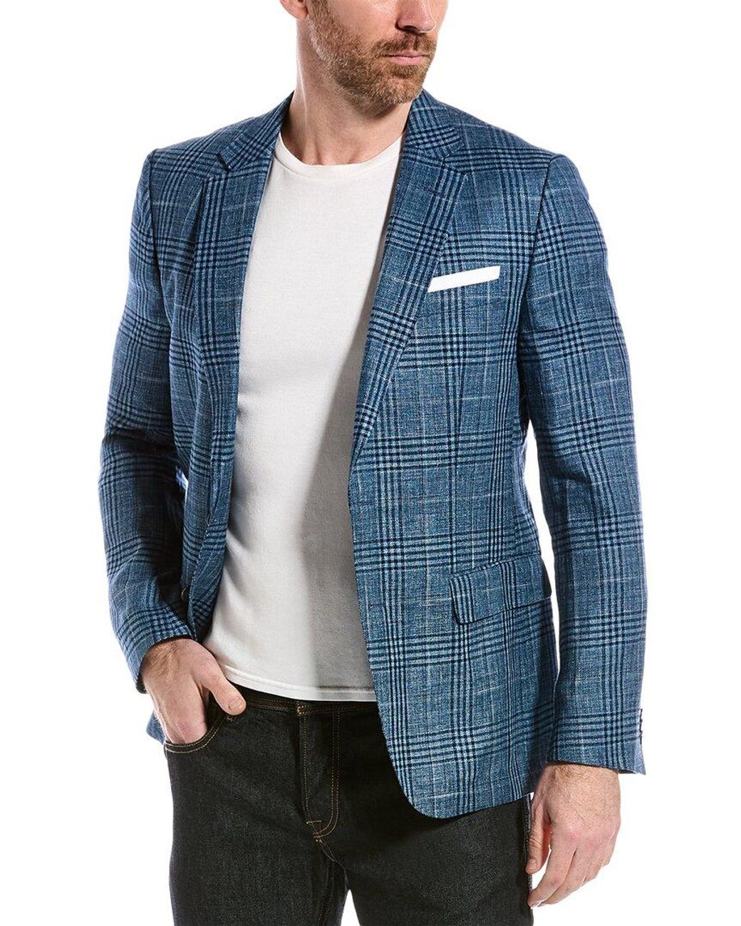 BOSS HUGO BOSS Hutson Slim Fit Linen & Wool-blend Jacket in Blue Men | Lyst