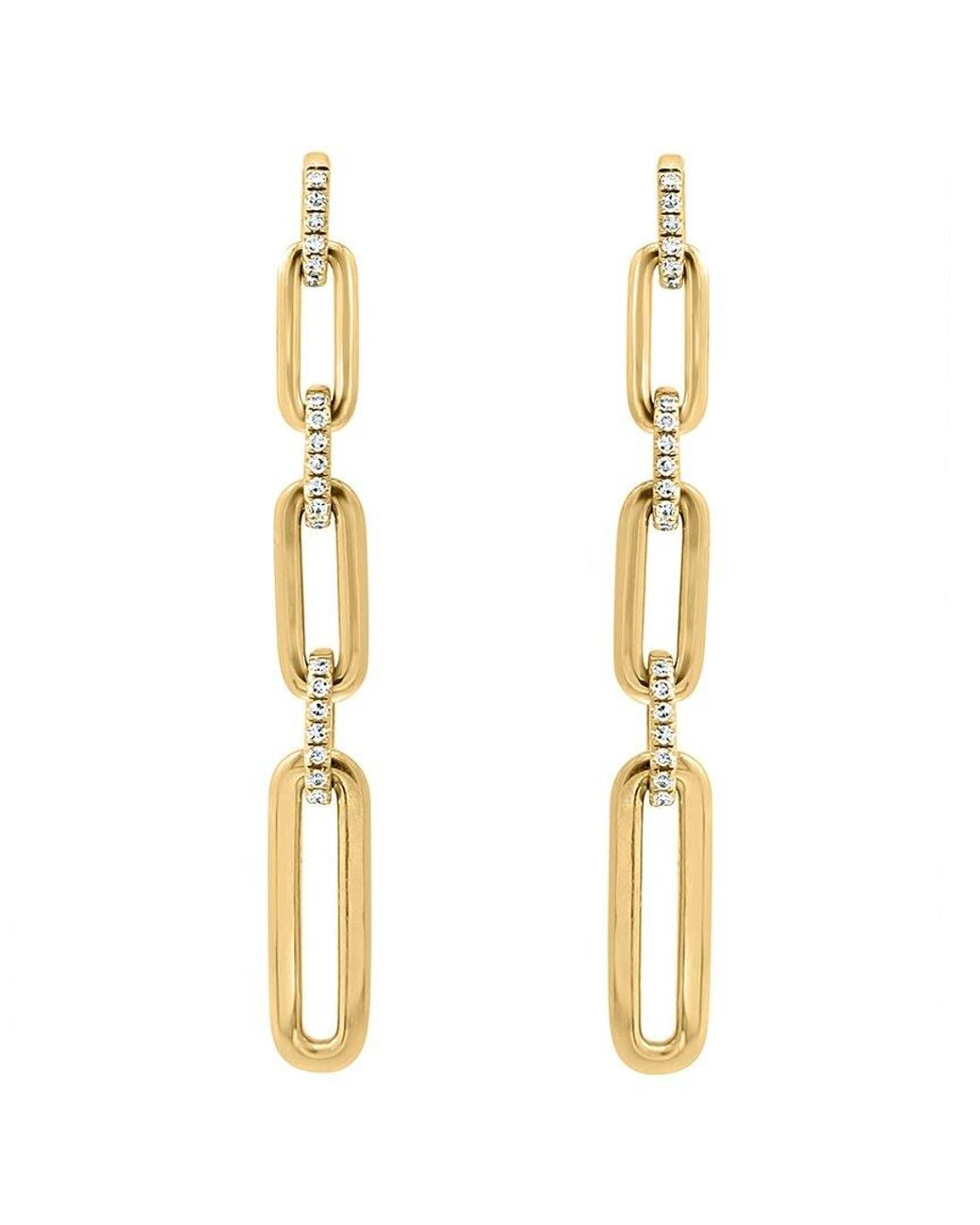 Effy Fine Jewelry Metallic 14K 0.16 Ct. Tw. Diamond Earrings