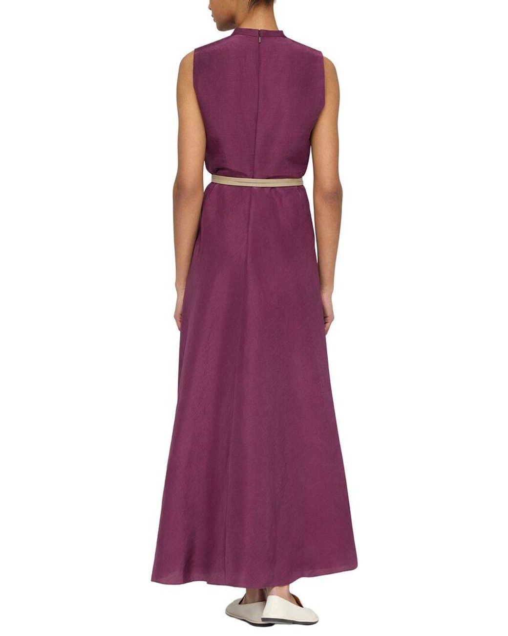 Lafayette 148 New York Purple V-Neck Dress