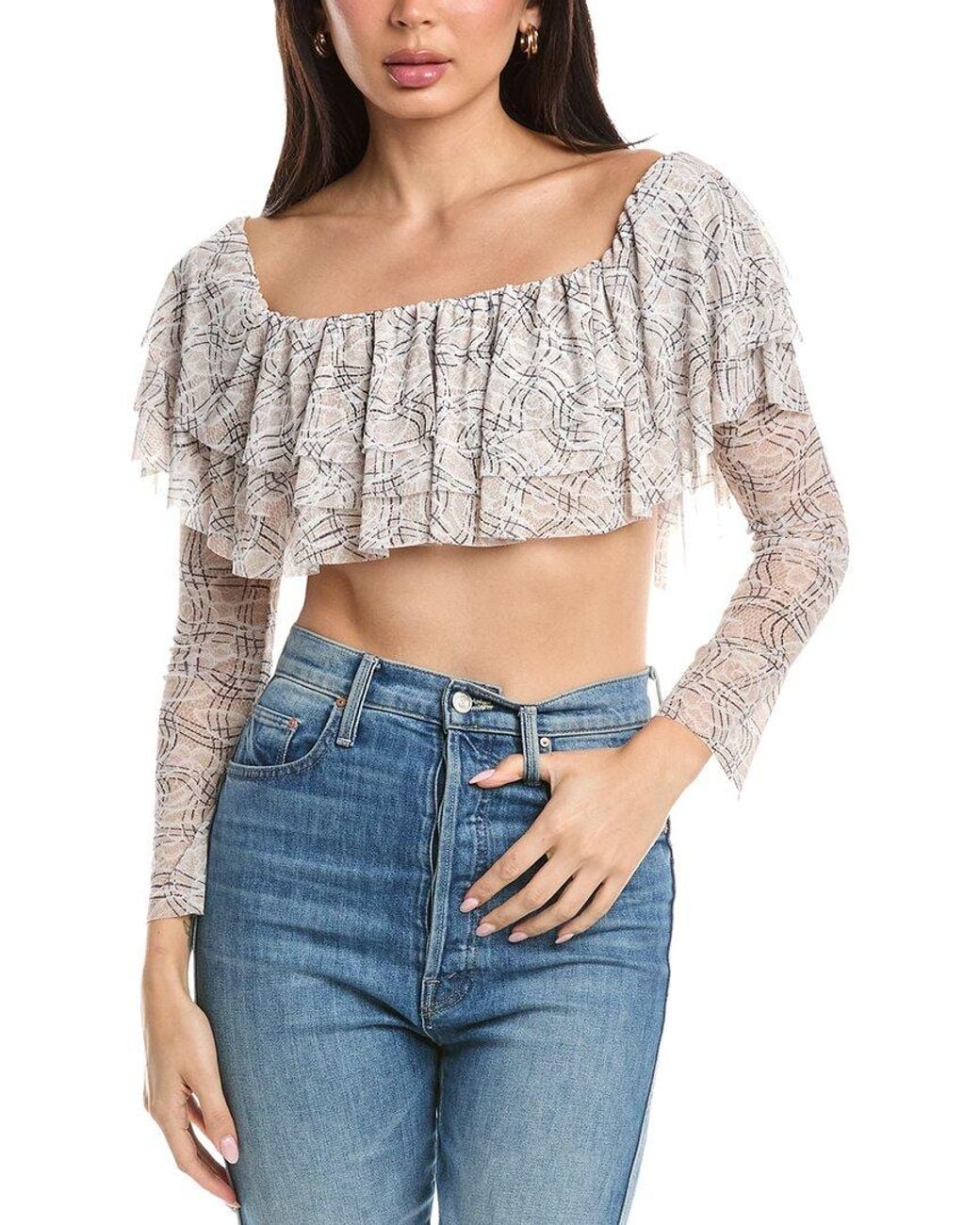 AFRM Gray Alma Ruffle Top