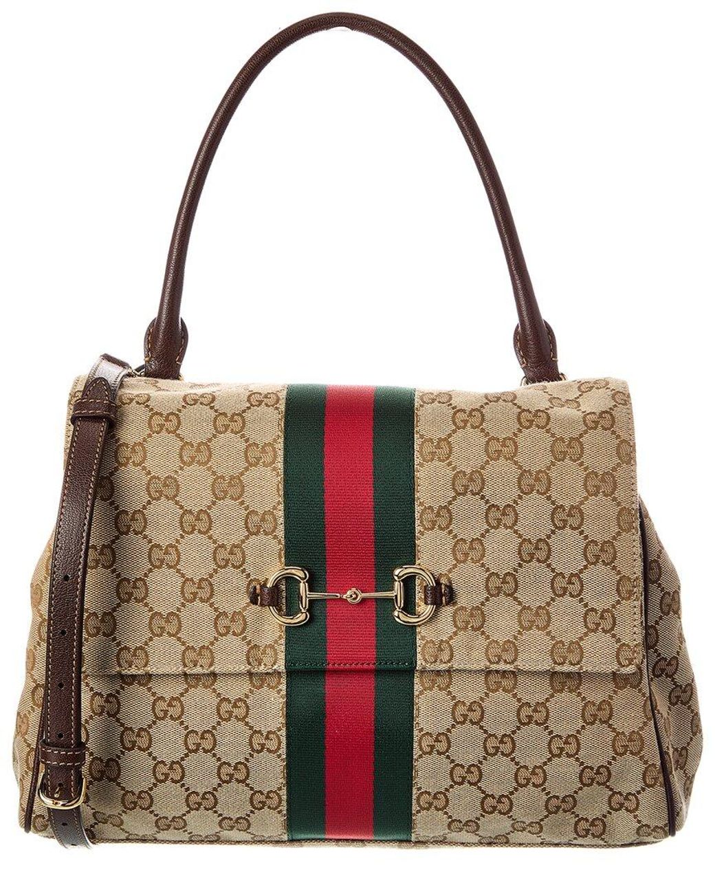 Gucci Brown Paparazzo Medium Top Handle Gg Canvas & Leather Satchel