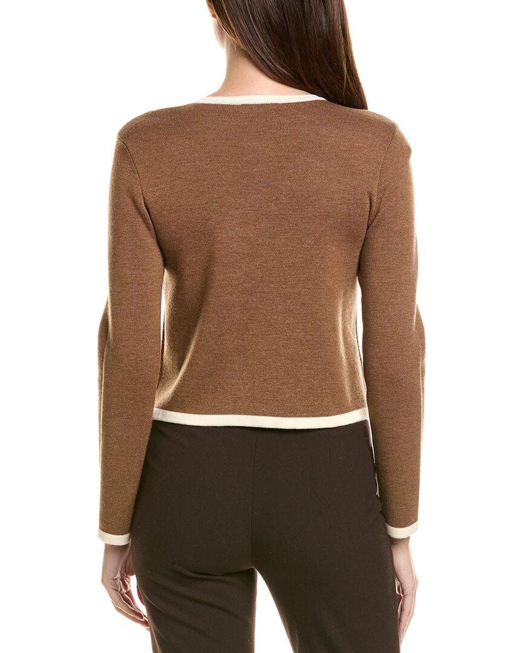 Bruno Magli Brown Tipped Merino Wool Cropped Jacket