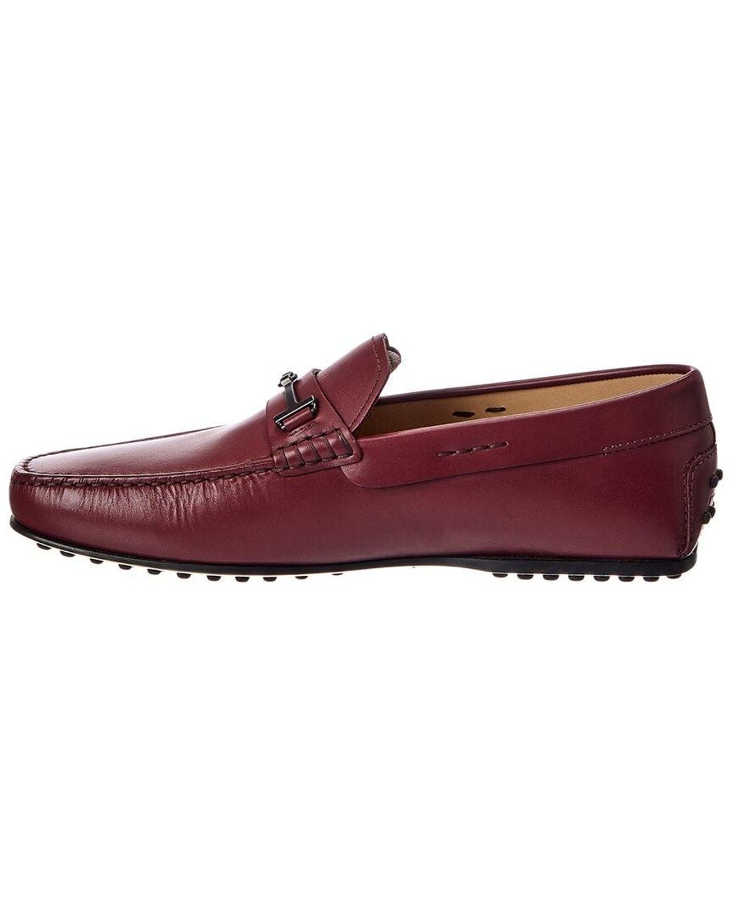 Tod's Red Double T Fine City Grommet Leather Loafer for men