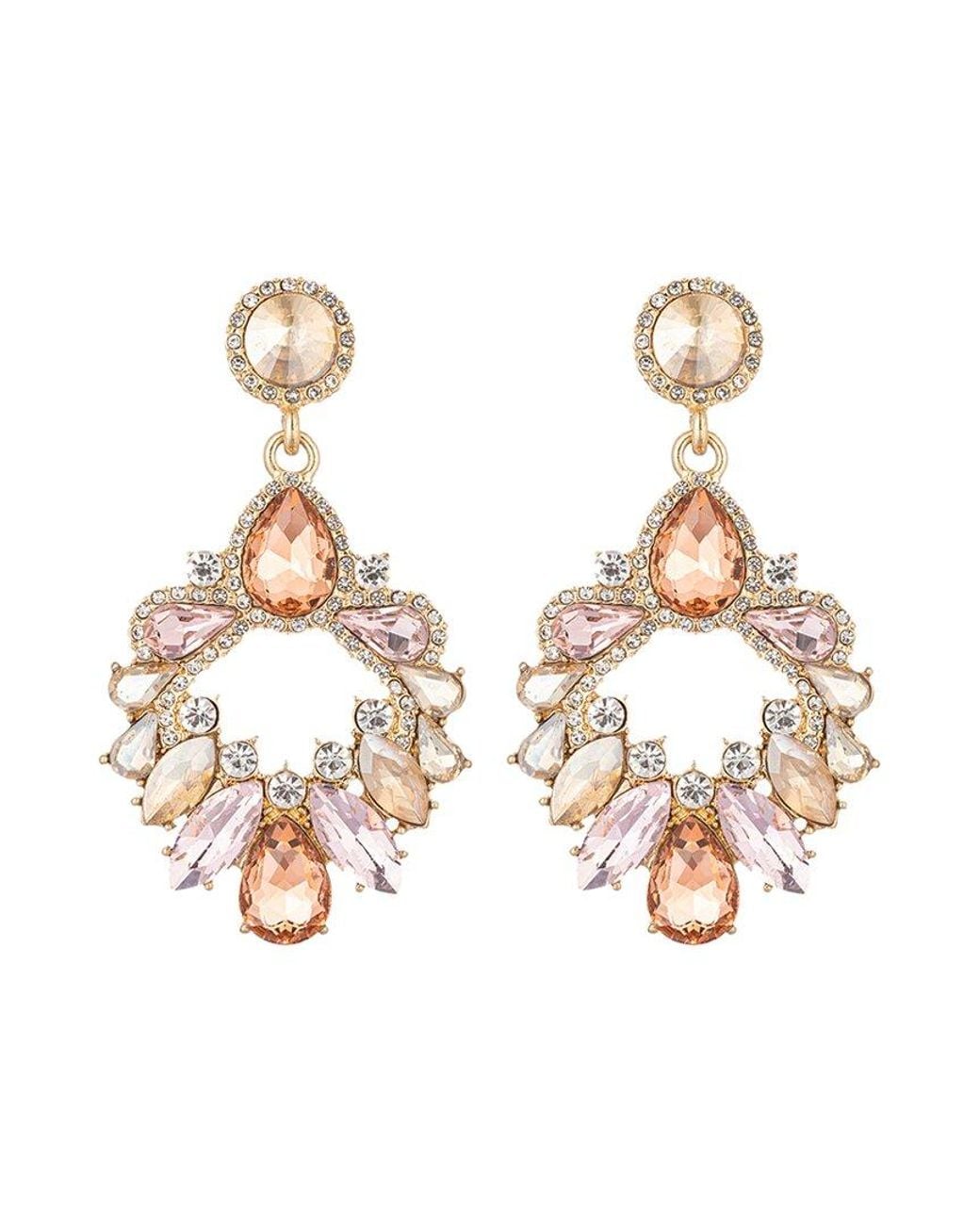 Eye Candy LA Metallic Glass Crystal Hazel Statement Earrings