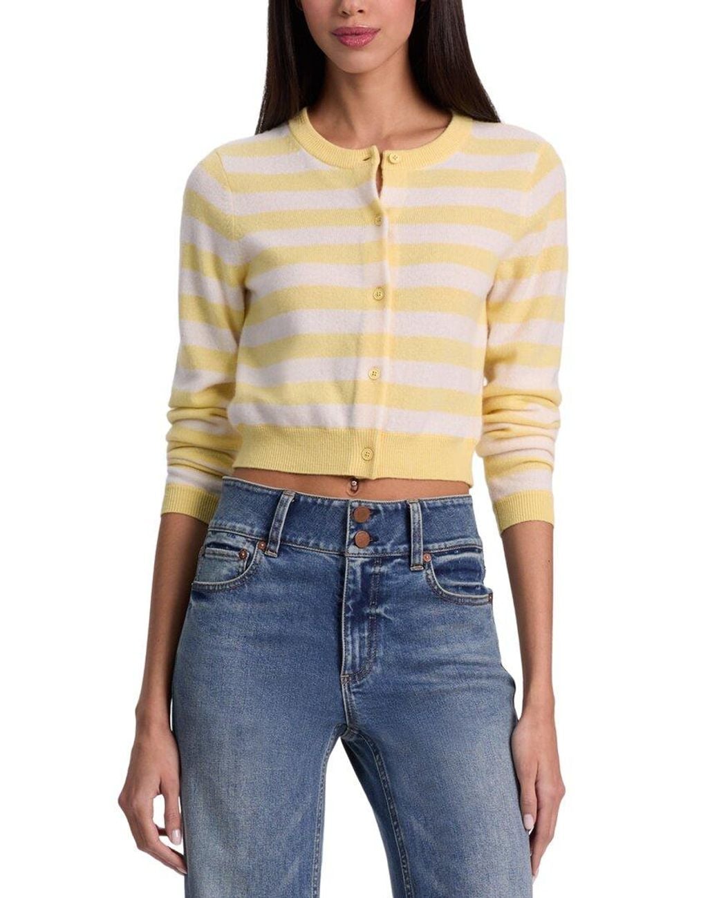 Alice + Olivia Blue Dollie Striped Cardigan