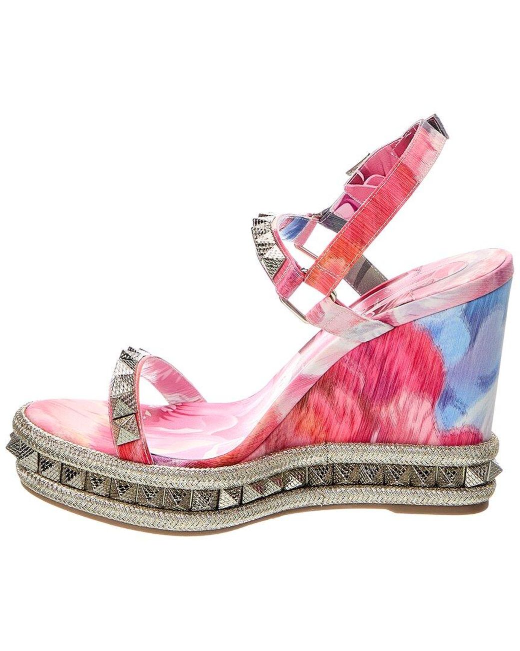 Christian Louboutin Pink Pyra Cloud 110 Canvas Sandal