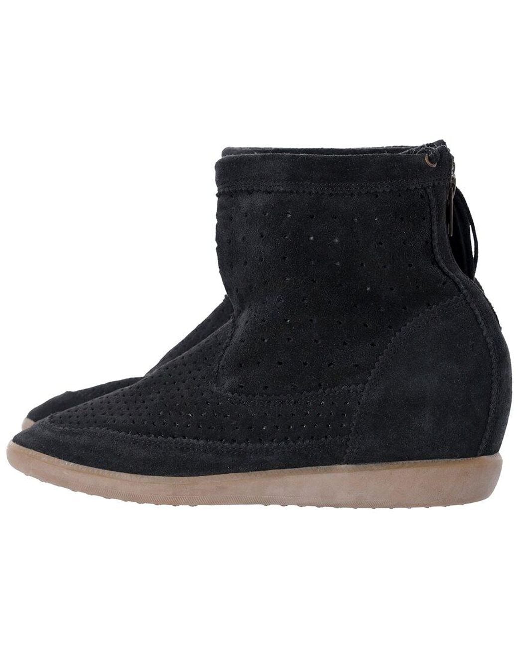 Isabel Marant Black Suede Basley Tassel-embellished Wedge Ankle Boot (authentic Pre-loved)