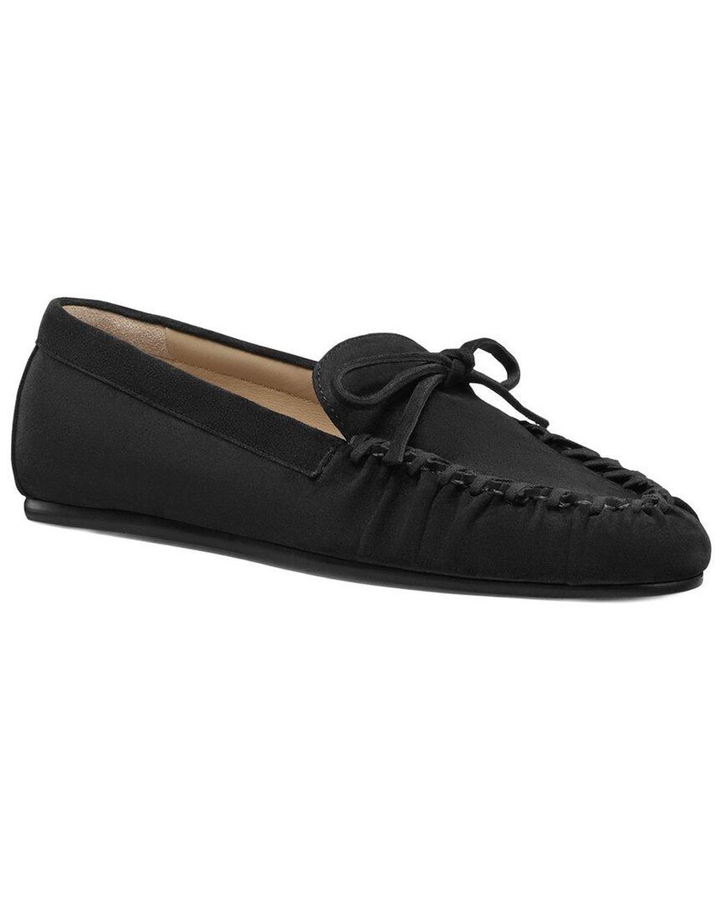 Stuart Weitzman Black Britt Bow Suede Loafer