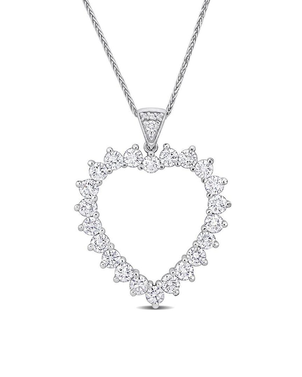 Diamond Select Cuts Metallic 18K 1.58 Ct. Tw. Diamond Heart Necklace (Authentic Pre-Owned)