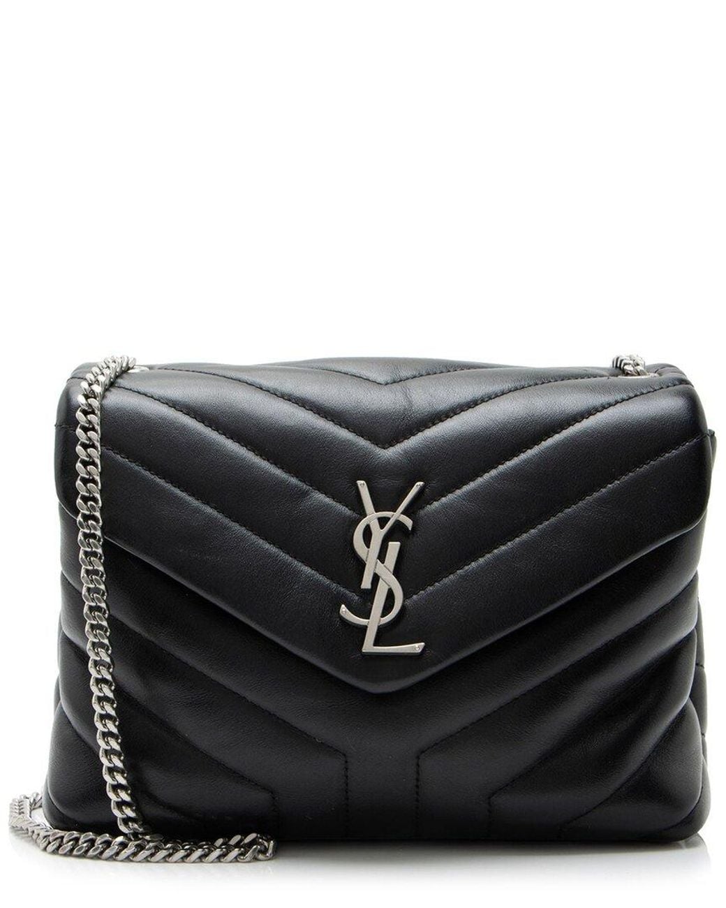 Saint Laurent Black Matelasse Calfskin Monogram Loulou Chain Small Shoulder Bag (Authentic Pre-Loved)