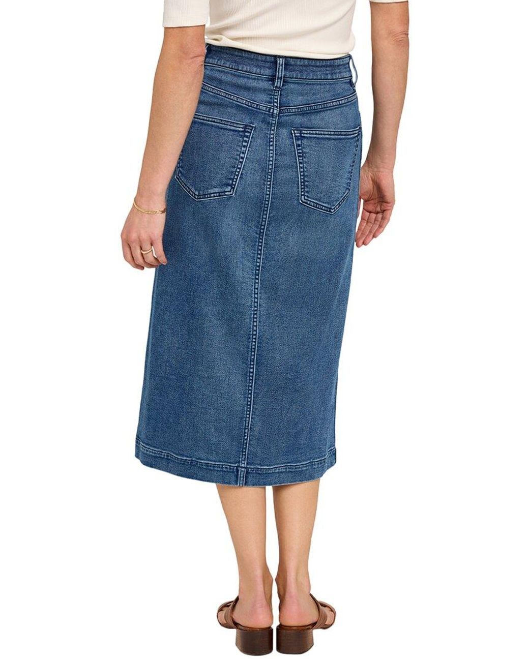 Faherty Brand Blue Stretch Terry Midi Skirt