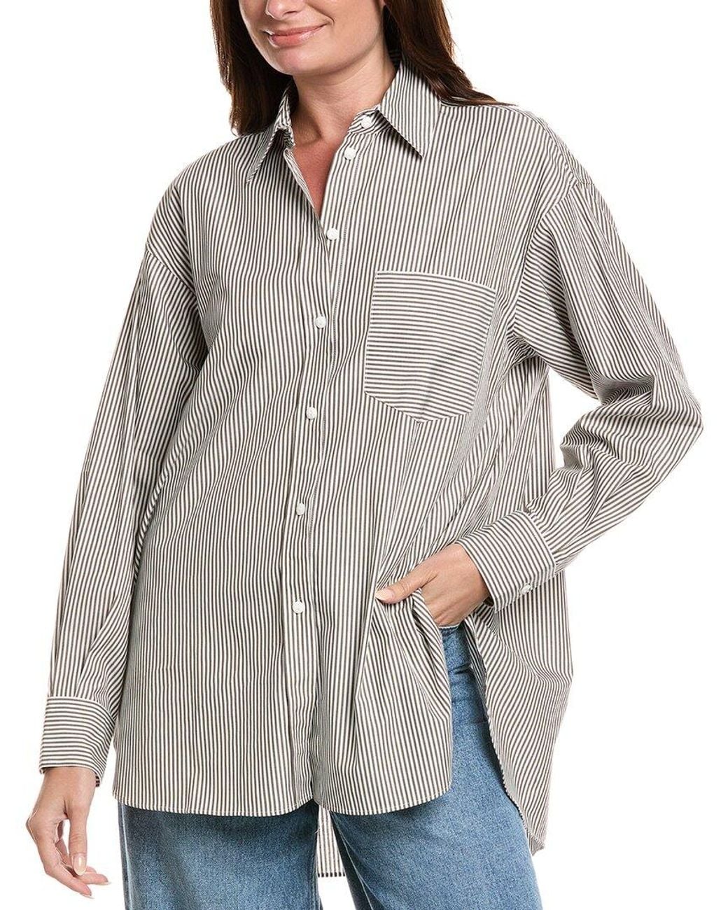 Rag & Bone Gray Max Stripe Boyfriend Shirt