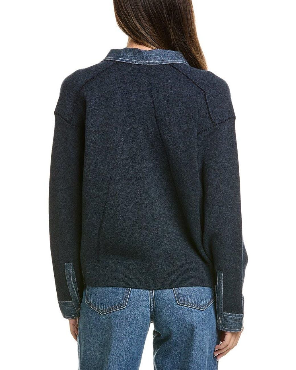 Rag & Bone Blue Marie Denim Wool-Blend Polo Shirt