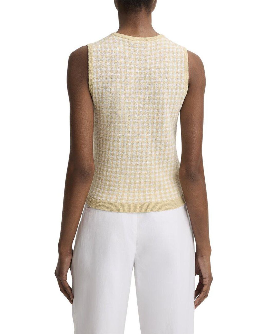 Vince Multicolor Gingham Wool-Blend Tank