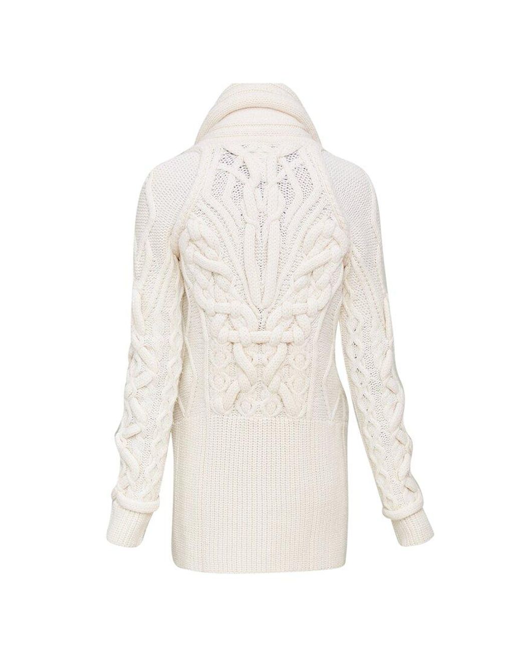 Givenchy White Chunky Cable Knit Cowl Neck Cardigan, Size Int (Authentic Pre- Loved)