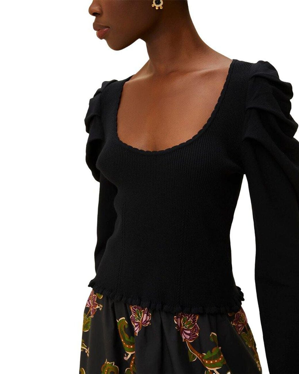 Farm Rio Black Knit Blouse