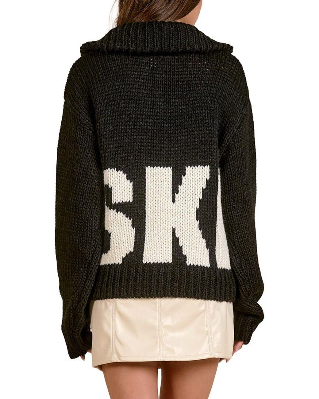 Elan Black Wool-Blend Pullover