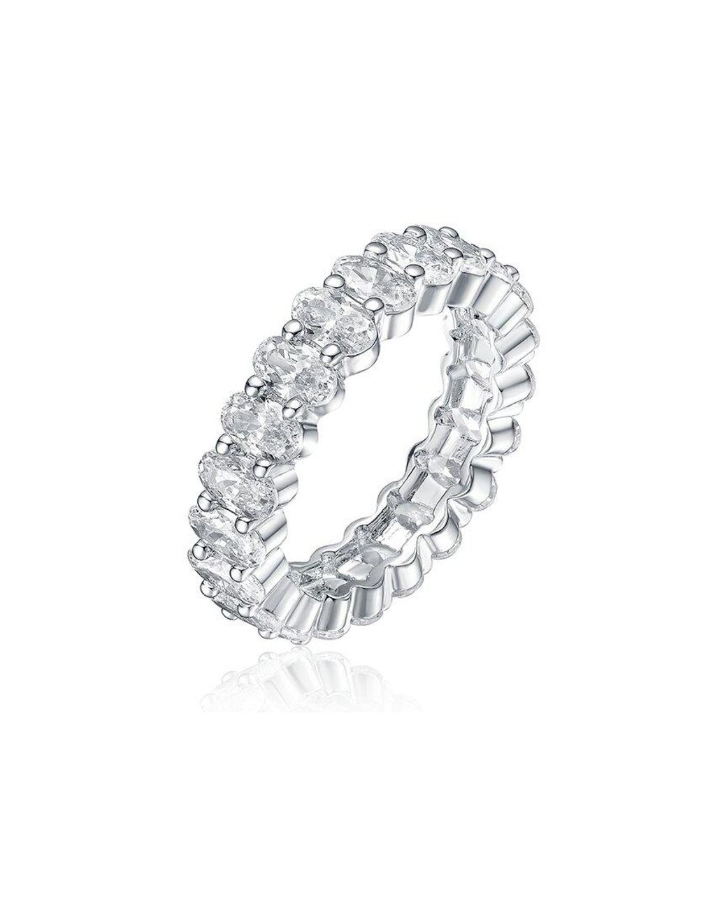 Rachel Glauber White Rhodium Plated Cz Eternity Ring