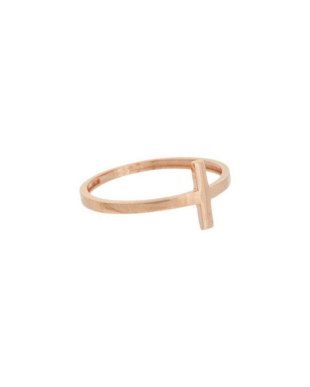 Italian Gold White 10K Rose Cross Ring