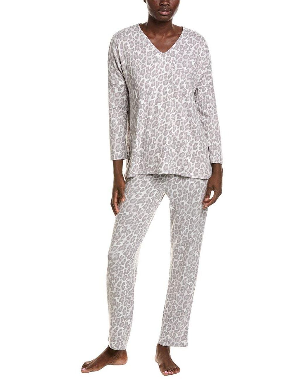 Natori Gray 2Pc Wild Instinct Printed Brushed Pajama Set