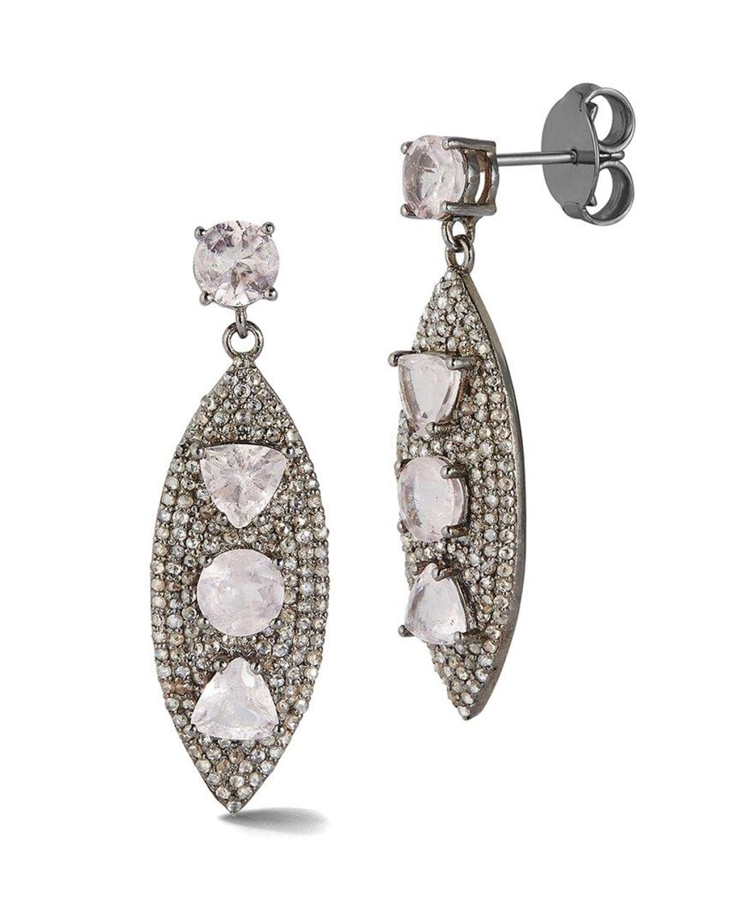 Banji Jewelry White Silver 7.81 Ct. Tw. Diamond & Morganite Drop Earrings