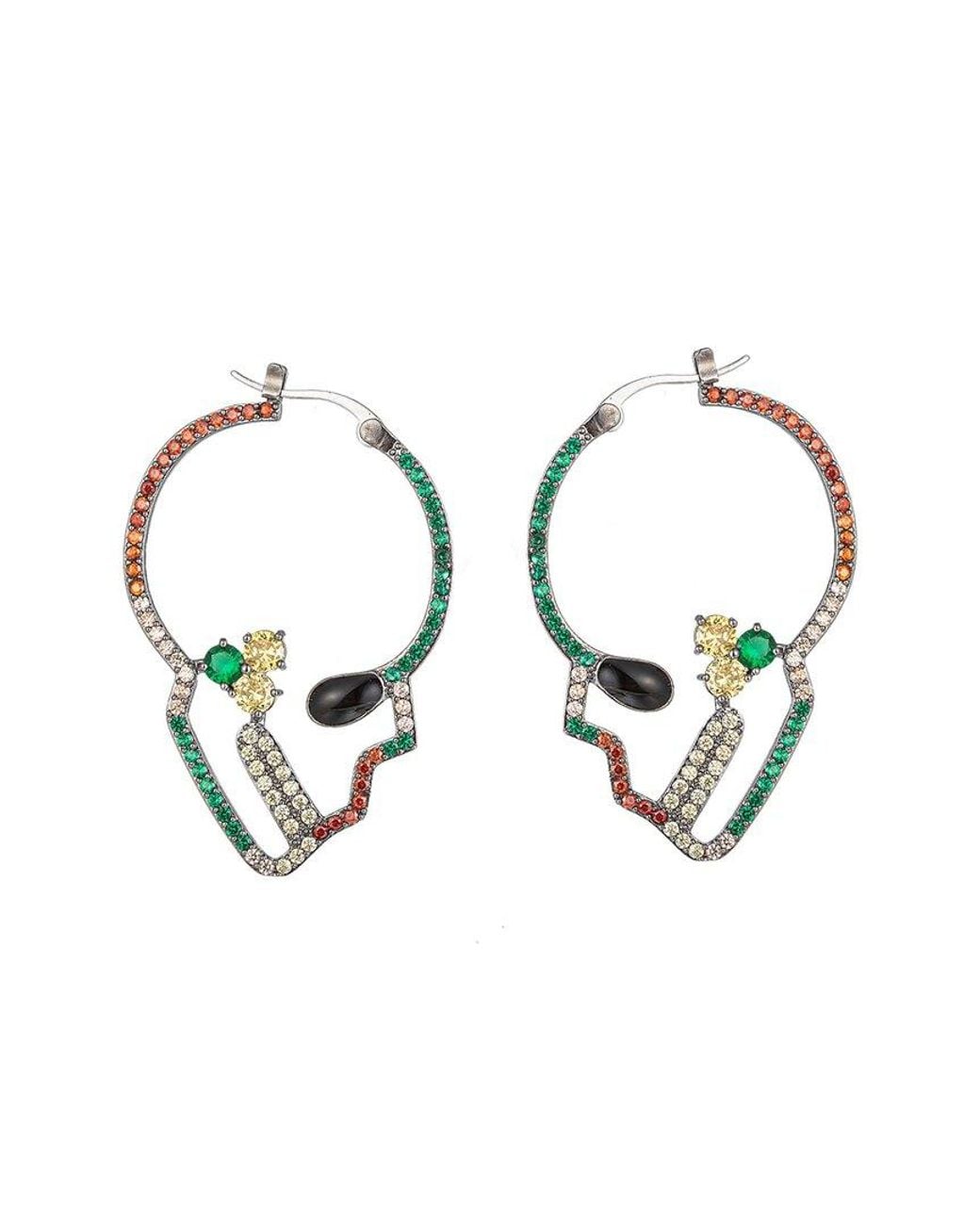 Eye Candy LA Metallic Luxe Collection Cz Skull Earrings