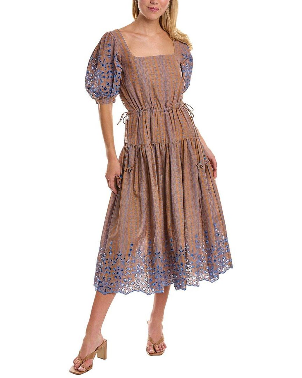 Joie Eyelet Linen-blend Maxi Dress in Brown | Lyst
