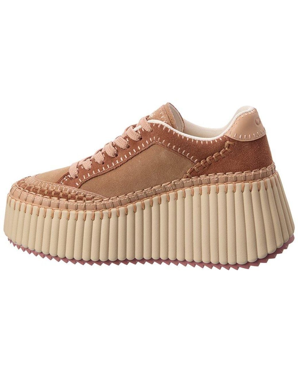 Chloé Natural Nama Suede Wedge Sneaker
