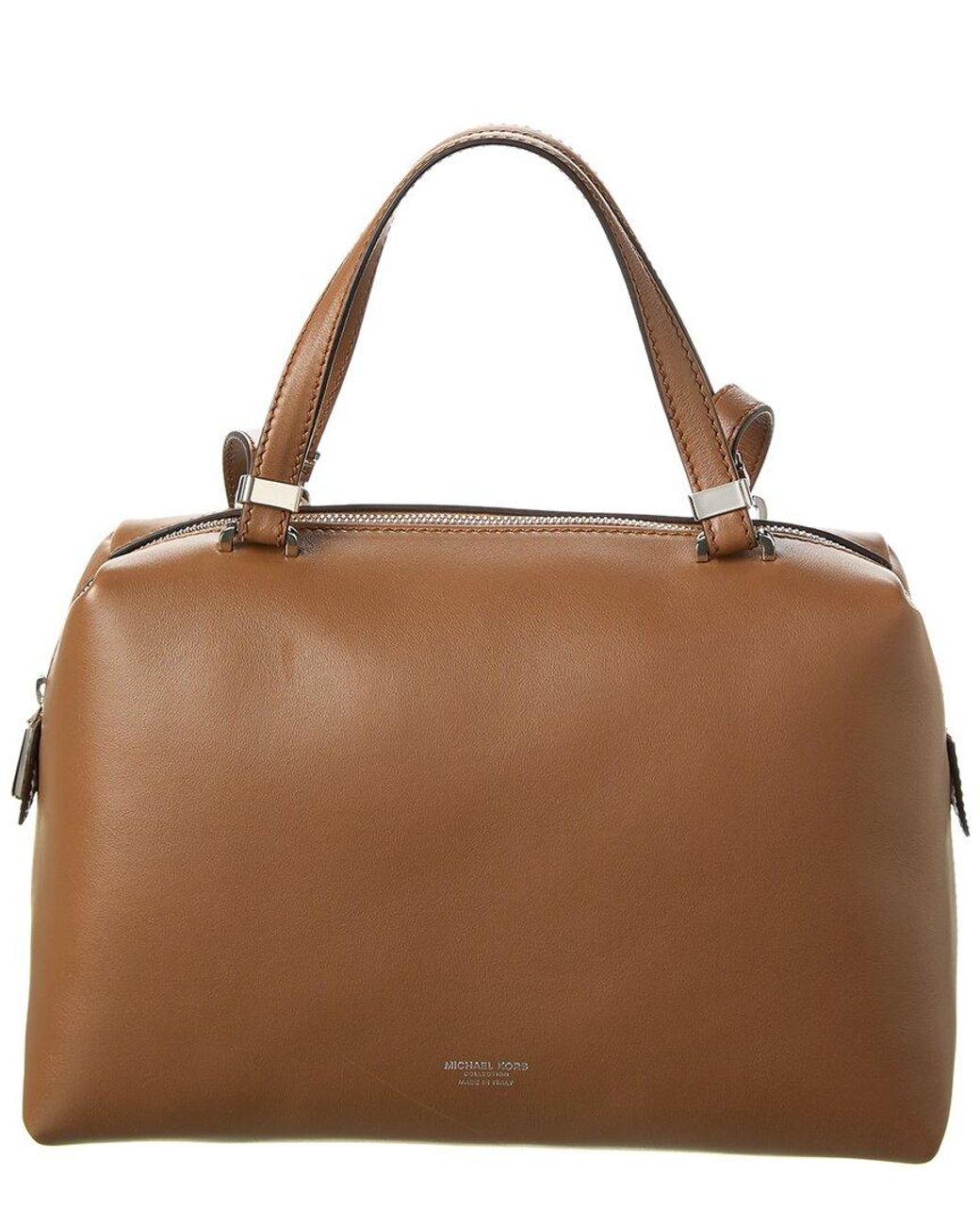 Michael Kors Hope Large Satchel Shoulder Leather Bag Brown Luggage