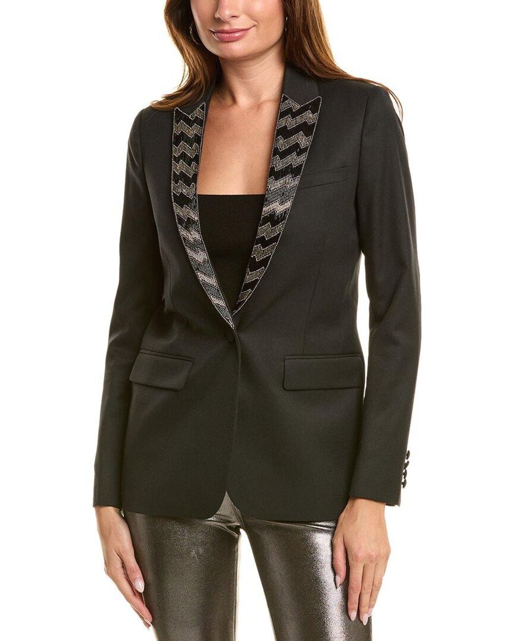 The Kooples Black Wool-Blend Blazer