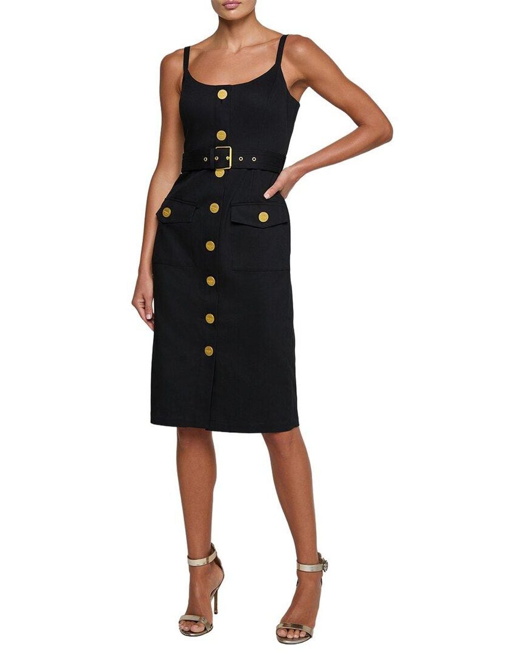 L'Agence Black Ida Button Front Tank Dress