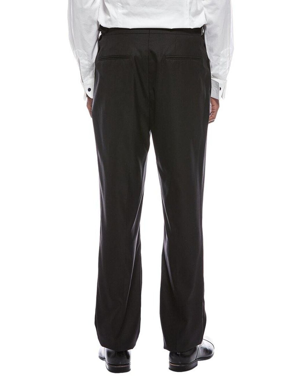 Brunello Cucinelli Black Wool & Silk-Blend Pant for men