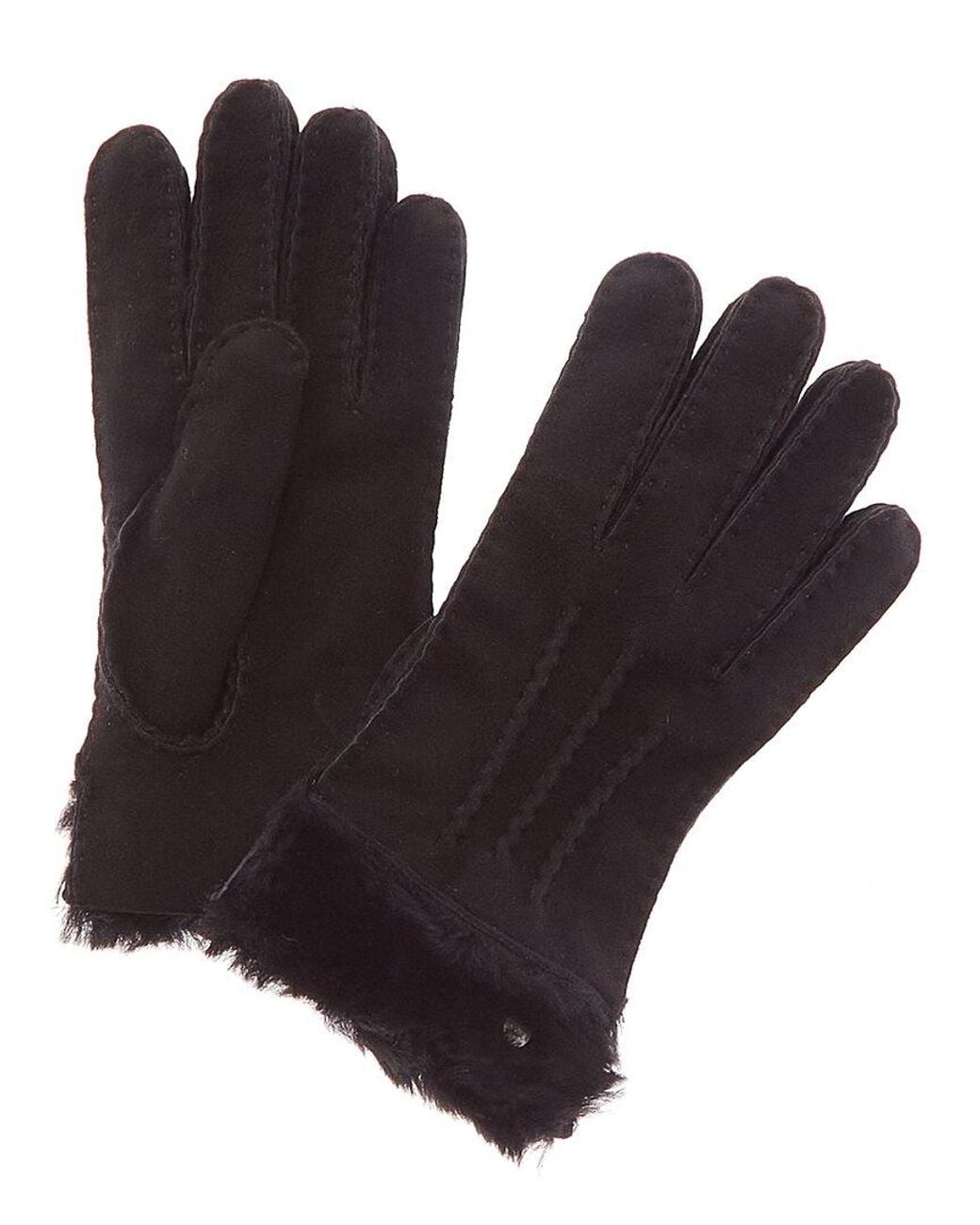Ugg Brown Exposed Shearling Gloves