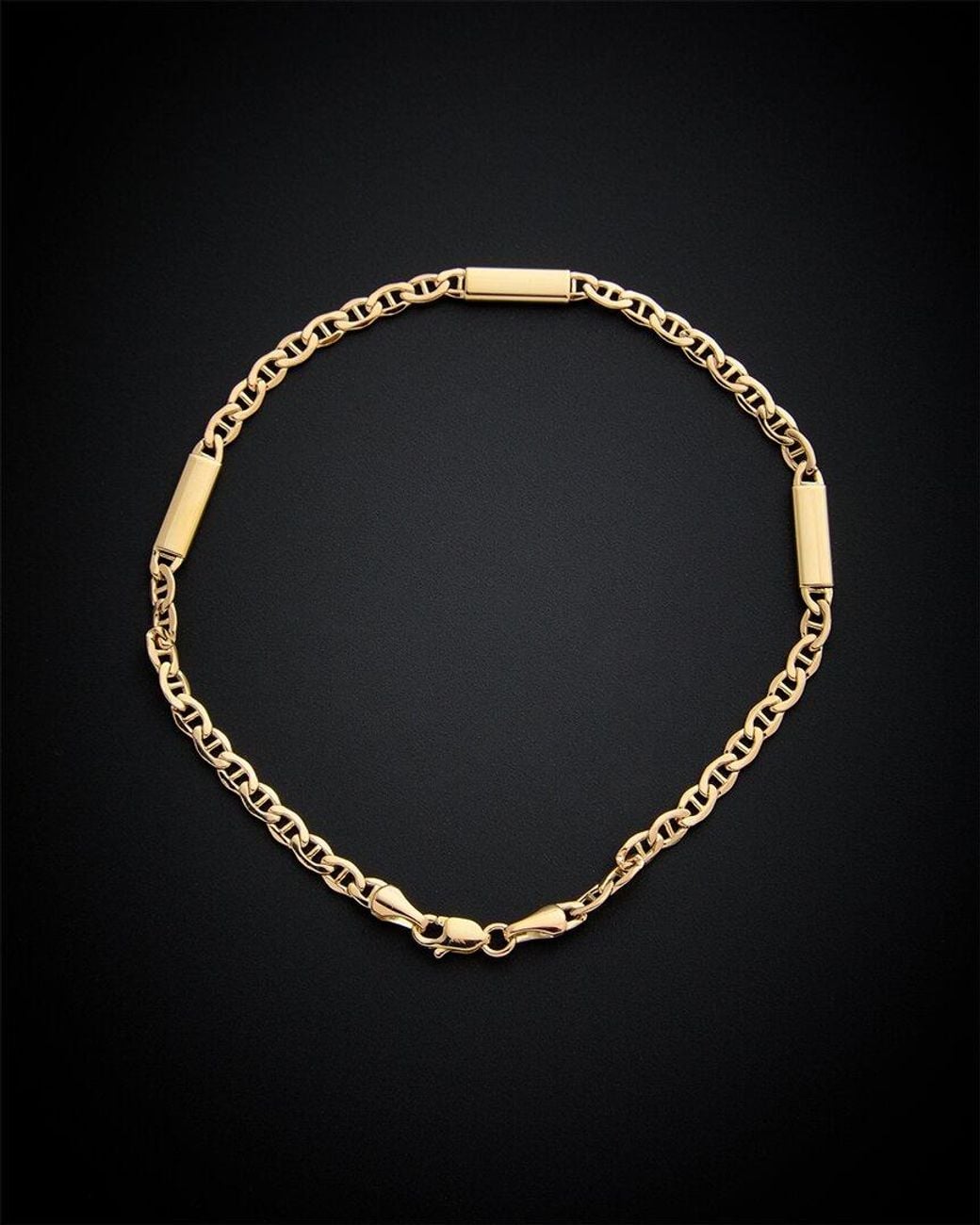 Italian Gold Black 14k Bar Station Bracelet