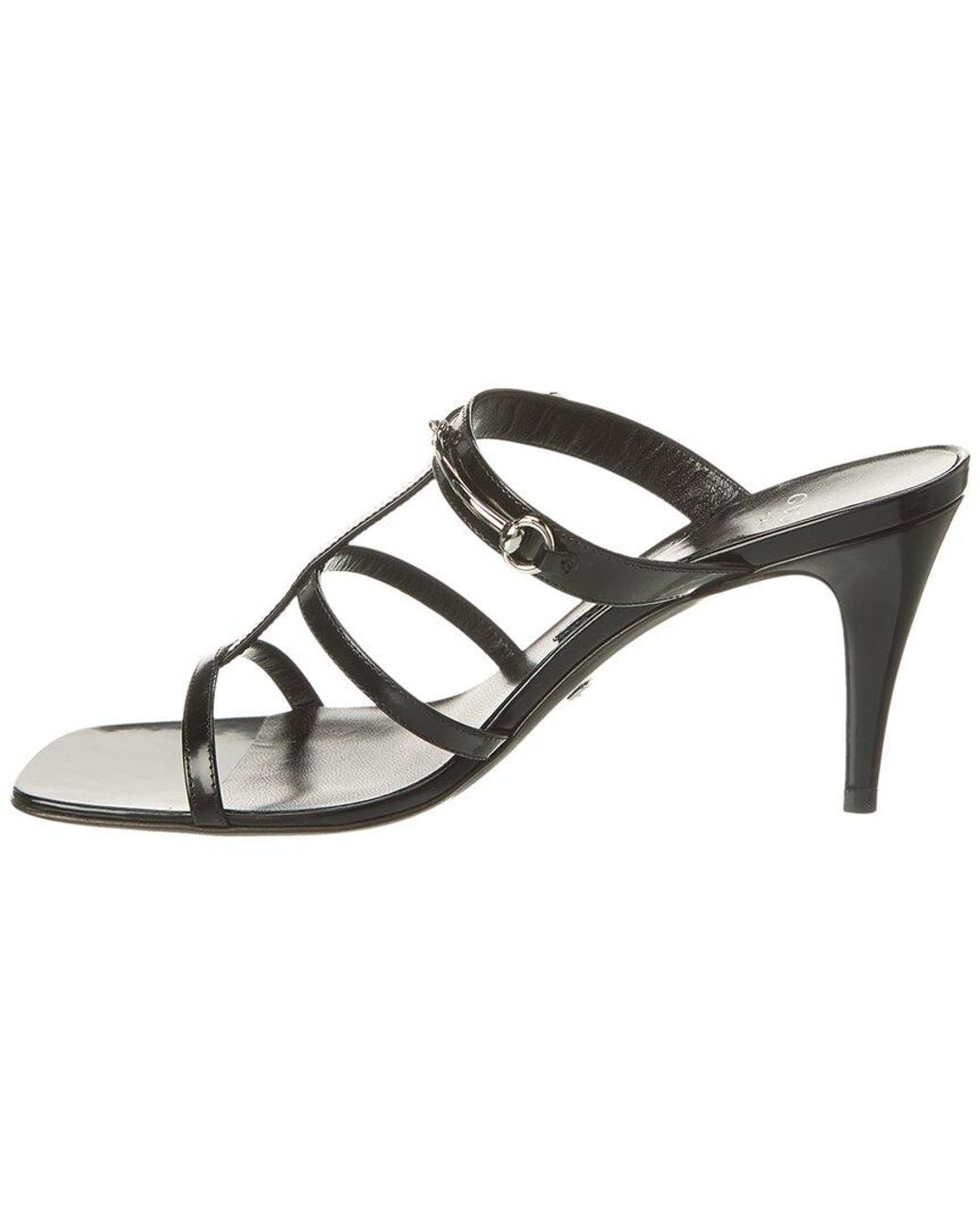 Gucci Black Slim Horsebit Leather Sandal