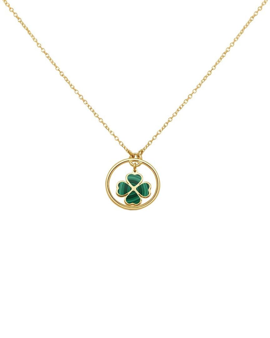 Italian Gold Metallic 14K Malachite Pendant