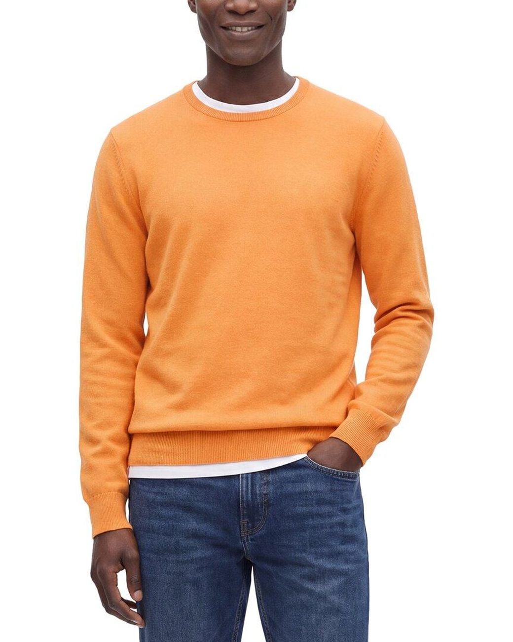 Gran Sasso Orange 100% Cashmere Crewneck Sweater for men