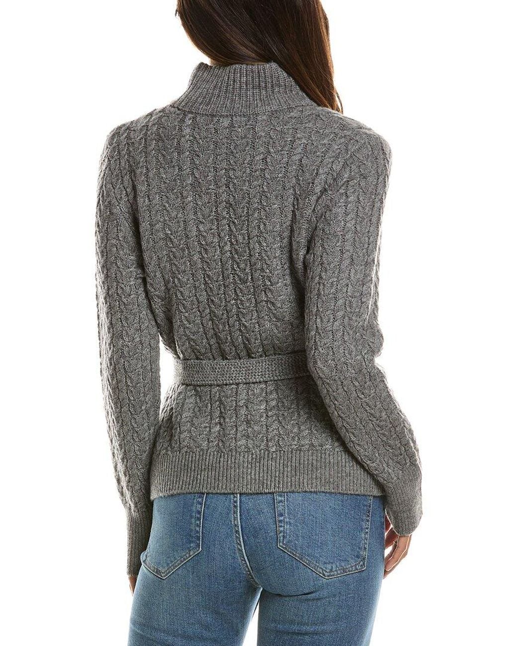 Forte Gray Military Cable Wool & Cashmere-Blend Cardigan