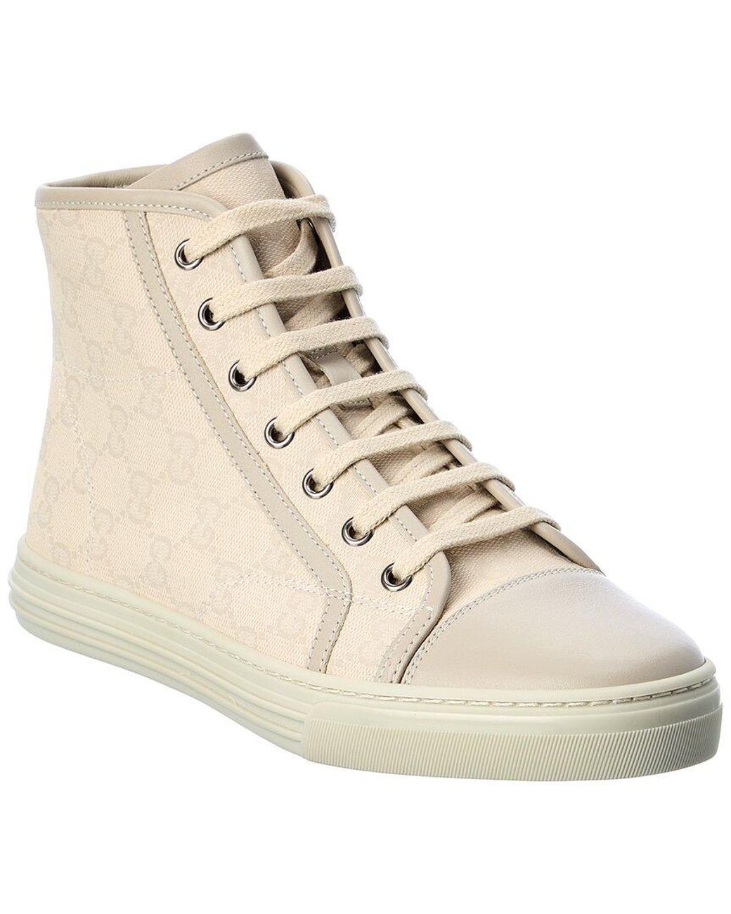 Gucci GG Canvas & Leather High-top Sneaker in Natural | Lyst
