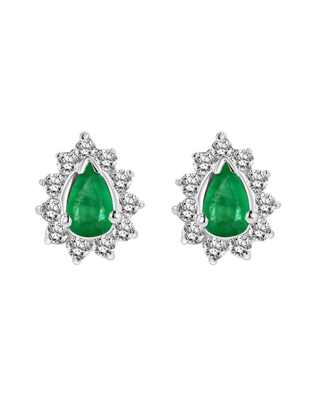 LEVARON Green 14K 0.70 Ct. Tw. Diamond & Emerald Earrings