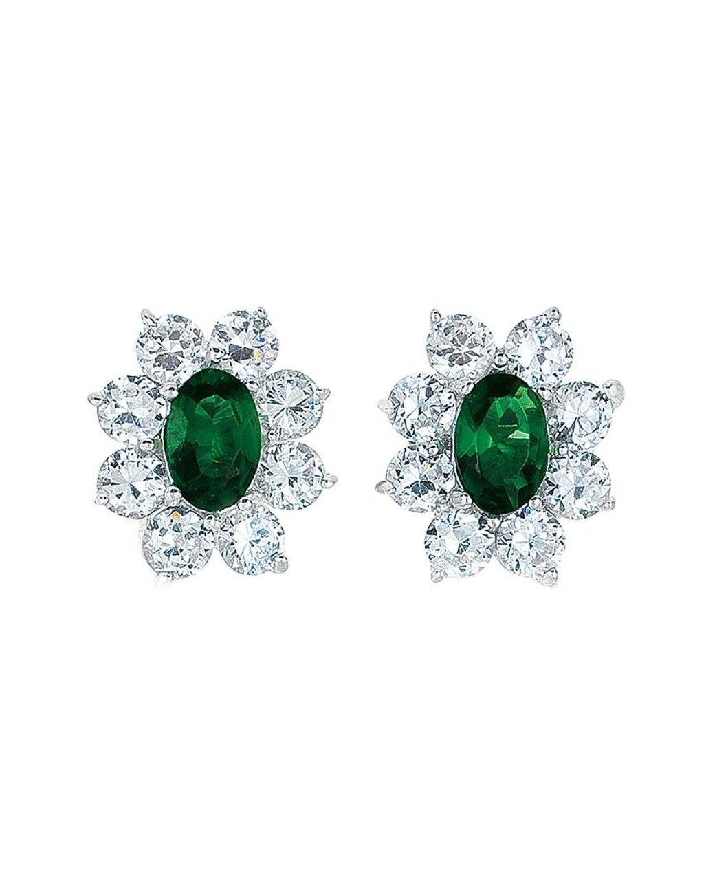 Genevive Jewelry Green Silver Earrings