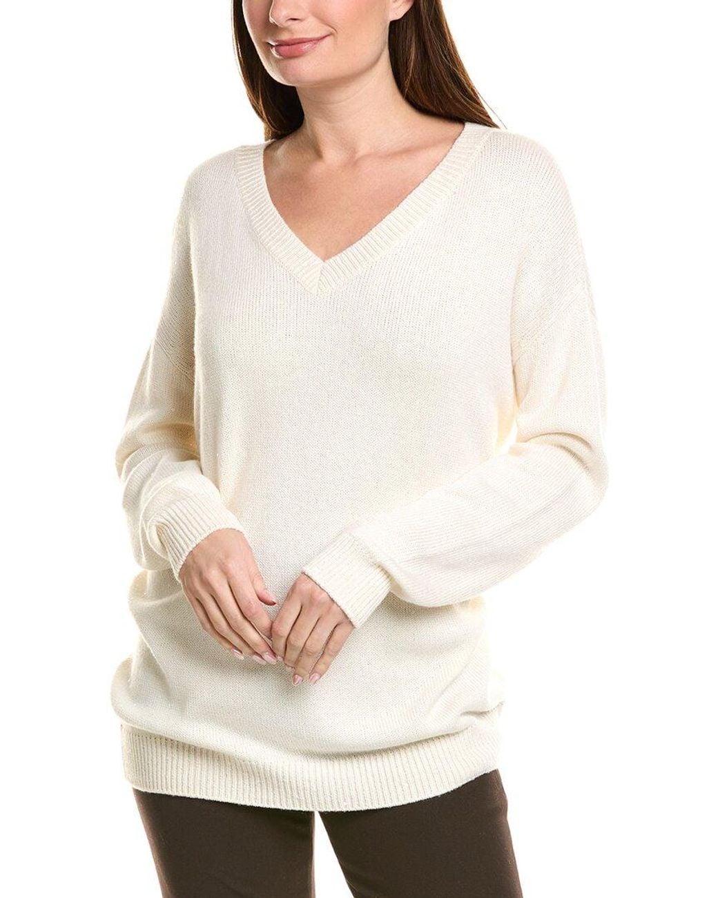 Brunello Cucinelli White Maglieria Cashmere & Silk-Blend Sweater