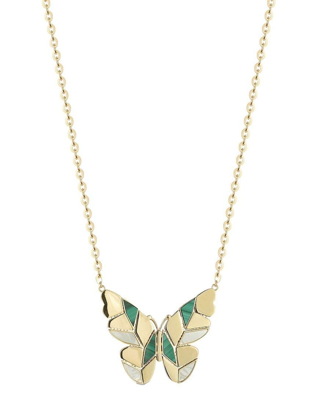 Ember Fine Jewelry Metallic 14K Malachite, Mother-Of-Pearl Necklace