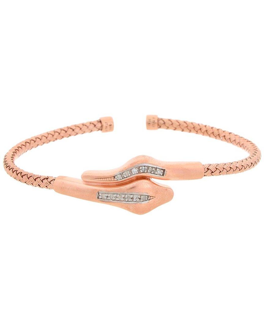 Meshmerise White 18k Rose Gold Vermeil 0.12 Ct. Tw. Diamond Mesh Bangle