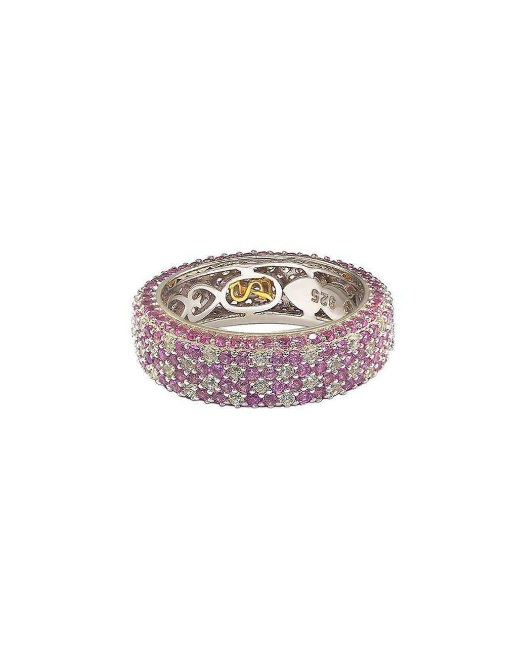 Suzy Levian Gray Silver Diamond & Sapphire Eternity Ring