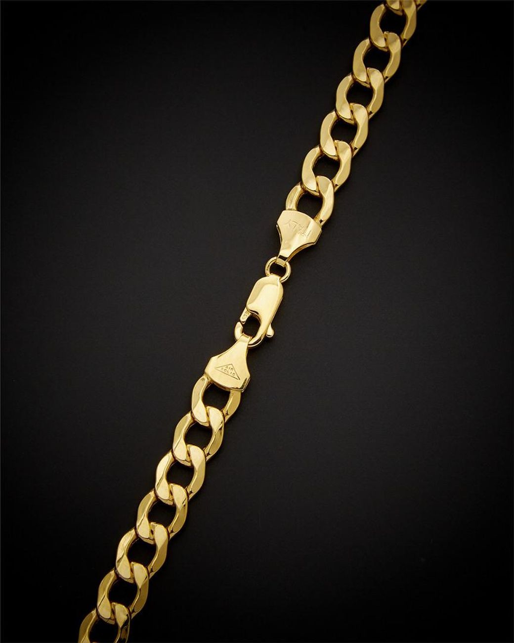 Italian Gold Black 14k Air Solid Curb Link Necklace